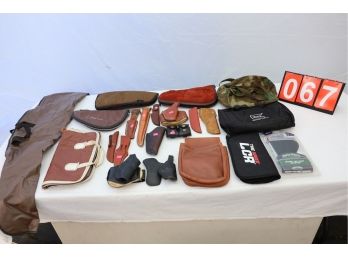 LARGE LOT OF HOLSTERS AND MORE! SOME VINTAGE! SOME LEATHER