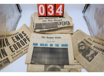 LOT OF NEWS PAPERS FROM HISTORY EVENTS MARKED 34