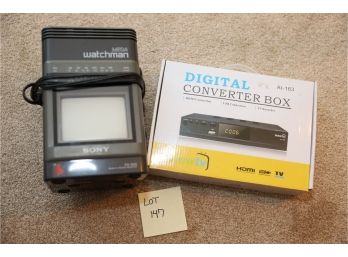 Rare Sony Watchman And Digital Converter Box Lot