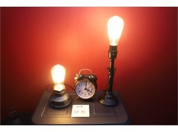 2 Lamps And Clock