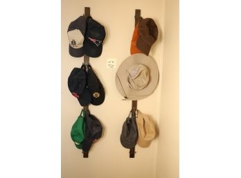 Hat Lot With 2 Vertical Wall Hanging Racks (you Remove)