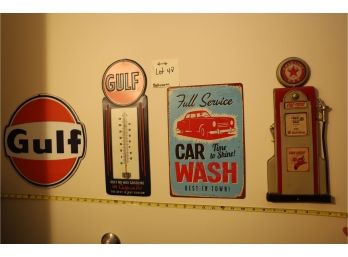 4 Signs, Golf , Car Wash And Pump ( Wall Decor )