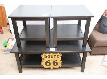 Matching Set Of 3 Tables. One Center Table And Two Side Tables. Sign Can Be Removed If You Choose.