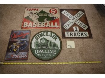 4 Signs Baseball / Tracks / Vintage  Sinclair (wall Decor)