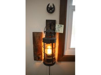 Electric Light Lantern With Rustic Wall Mount, Another Rustic Wall Mount And Small Star Horseshoe