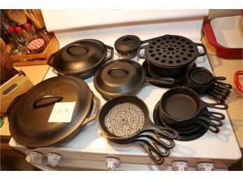 BIG Lot Of Cast Iron! Brand: Lodge.  All In Near New Shape. Winner Takes All!