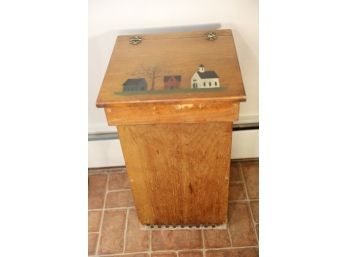 COUNTRY WOODEN BIN, HAND PAINTED - MARKED 67