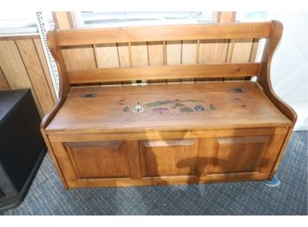 COUNTRY STYLE BENCH WITH STORAGE - NICE! MARKED 162