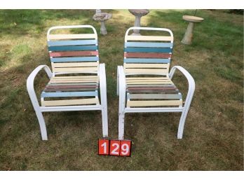 VINTAGE OUTDOOR CHAIR PAIR - MARKED 129
