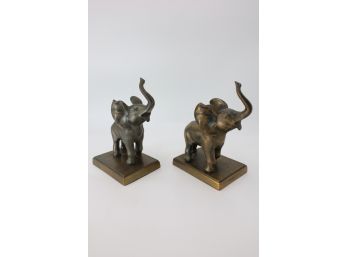 VINTAGE ELEPHANT BOOK ENDS - HEAVY- MARKED 1