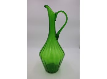 VINTAGE GREEN HANDBLOWN GLASS POURER! - MARKED 12