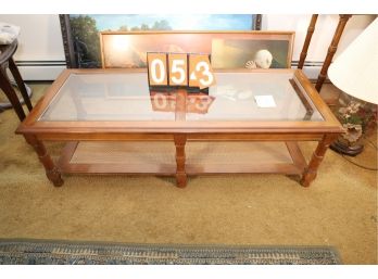 GLASS TOP  COFFEE TABLE - MARKED 53
