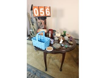 TABLE / AND SMALLS ON TOP OF IT AS ONE LOT - MARKED 56