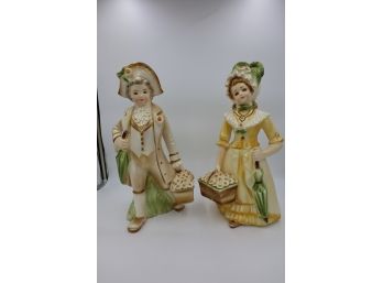 UNKNOWN MAN/WOMAN HEAVY VINTAGE STATUES - MARKED 16