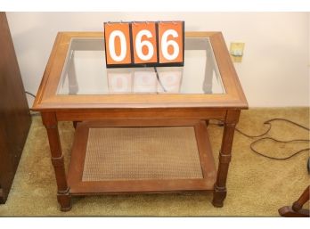 SMALLER GLASS TOP TABLE STAND - MARKED 66