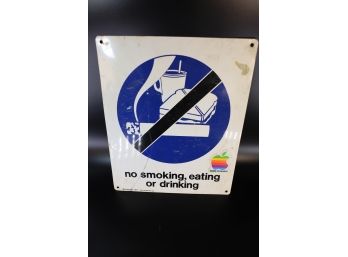 NO SMOKING EATING OR DRINKING SIGN WITH APPLE STICKER - MARKED 9