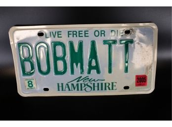 ' BOBMATT ' NEW HAMPSHIRE VANITY PLATE - MARKED 20