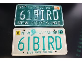 TWO 61BIRD (FORD T-BIRD) VANITY PLATES NH. - MARKED 10