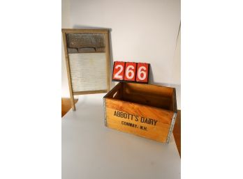 LOT 266 - WASHBOARD AND DAIRY CRATE