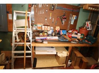 LOT 170 - BIG LOT OF TOOLS / LADDERS AND MORE! MUST TAKE ALL - WORKBENCH NOT INCLUDED!