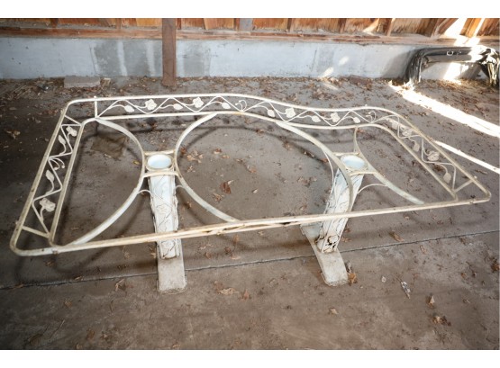 VERY UNIQUE ODD SHAPE METAL TABLE - VERY HEAVY AND ORNATE!