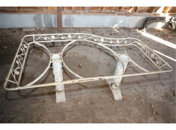 VERY UNIQUE ODD SHAPE METAL TABLE - VERY HEAVY AND ORNATE!