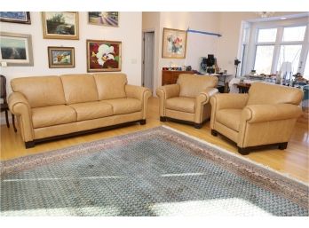 High End Leather Living Room Set ( Couch, And Two Arm Chairs ) DIVANI CHATEAU D'AX