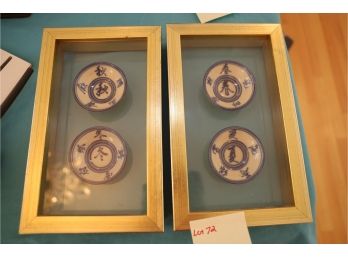 PAIR OF FRAMED ASIAN SAUCERS WALLING HANGING