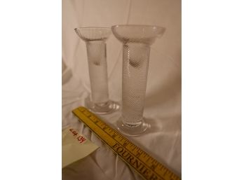 IMPORTANT SCROLLING HAND BLOWN GLASS STAND PAIR