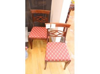 2 ASIAN CHAIRS WITH RED/WHITE TOP