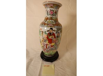 VERY SPECIAL ASIAN VASE WITH WOODEN STAND