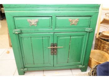 VERY NICE GREEN ASIAN STYLE 2 OVER 1 CABINET