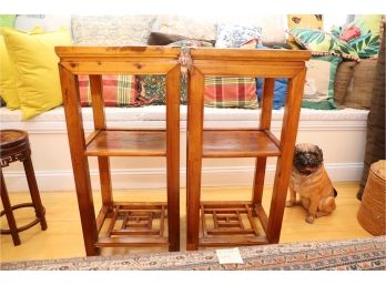 IMPRESSIVE SET OF ASIAN WOODEN STANDS (PAIR)