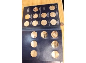 MEDALLIC HISTORY OF PHARMACY SOLID BRONZE COIN BOOK, VERY FULL! VERY NICE!