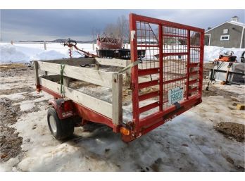 RED UTILITY TRAILER WITH RAMP