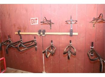 HUGE LOT OF 9 HORSE SADDLE WALL MOUNTS! (BUYER BRING TOOLS TO REMOVE)