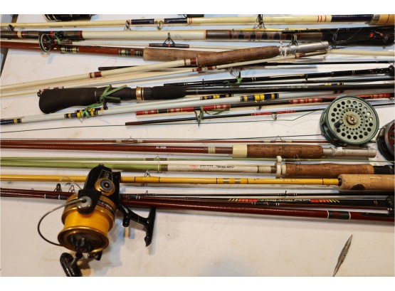 INCREDIBLE GIANT FISHING LOT - POLES - FLY RODS - REELS - TACKLE - AND MORE! ONE OF THE BEST LOTS IN THE SALE!