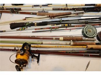 INCREDIBLE GIANT FISHING LOT - POLES - FLY RODS - REELS - TACKLE - AND MORE! ONE OF THE BEST LOTS IN THE SALE!