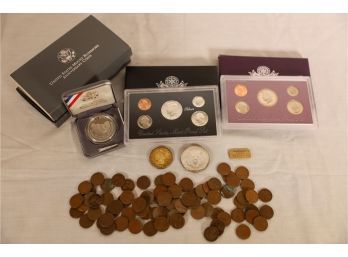 NICE LOT OF COINS! SILVER / WHEAT PENNIES AND OTHERS!