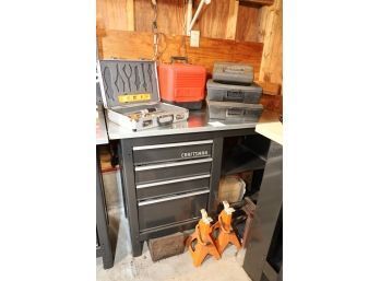 CRAFTSMAN WORKBENCH /  AND ITEMS INSIDE IONFRONT AND ONTOP AS SHOWN  (#3)