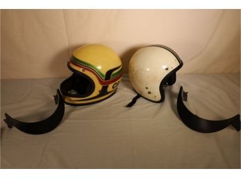 2 VINTAGE HELMETS - WITH VISORS AS SHOWN