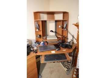 BINOS - LAPTOP - ELECTRONICS - CORNER DESK SYSTEM- CHAIRS AND ALL ITEMS SHOWN- LARGE LOT!