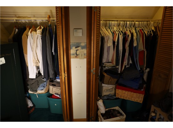 ALL CLOTHING AND TIES IN BOTH CLOSETS IN MASTER BEDROOM - GREAT LOT!