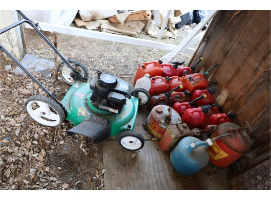 PUSH MOWER AND ALL GAS CANS