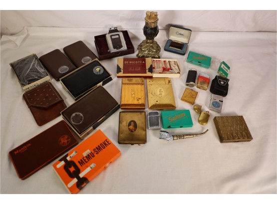 GIANT LOT OF VINTAGE LIGHTERS AND COLLECTIBLE CIG. MEMORABILIA
