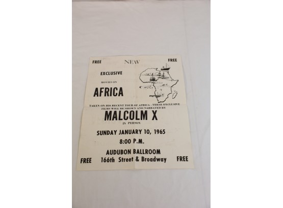 RARE MALCOLM X FLYER / POSTER ONE OF HIS LAST EVER APPEARANCES BEFORE HIS ASSASSINATION!