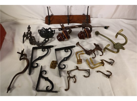 EARLY COAT HANGING HARDWARE - INSOLATOR AND OTHE ITEMS SHOWN