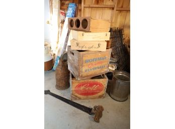 WOODEN CRATES - HINDGE AND OTHER THINGS IN CORN LOT