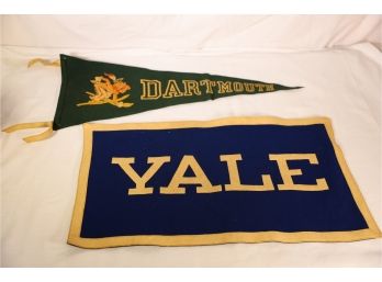 RARE DARTMOUTH AND YALE VERY EARLY PENNANTS