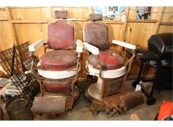 2 VERY OLD BARBERS CHAIRS - VERY HARD TO FIND! THIS IS FOR BOTH!